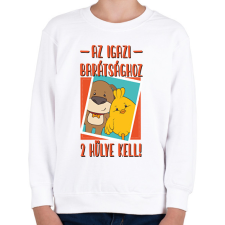 PRINTFASHION Az igazi barátsághoz 2 hülye kell - Gyerek pulóver - Fehér gyerek pulóver, kardigán