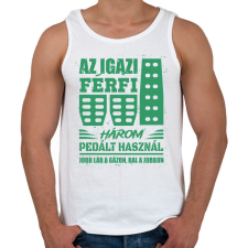 PRINTFASHION Az igazi férfi három pedált használ - Férfi atléta - Fehér atléta, trikó