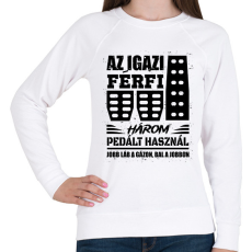 PRINTFASHION Az igazi férfi három pedált használ - Női pulóver - Fehér