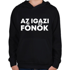PRINTFASHION Az igazi főnök - Gyerek kapucnis pulóver - Fekete