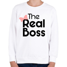 PRINTFASHION Az igazi főnök! - Gyerek pulóver - Fehér gyerek pulóver, kardigán