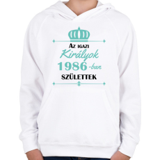 PRINTFASHION Az igazi királyok - Évszámmal - Gyerek kapucnis pulóver - Fehér