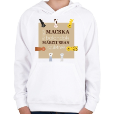 PRINTFASHION Az igazi macska bolondok - Gyerek kapucnis pulóver - Fehér gyerek pulóver, kardigán