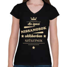 PRINTFASHION Az igazi Nissanosok - Hónappal - Női V-nyakú póló - Fekete női póló