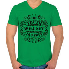PRINTFASHION Az igazság szabaddá tesz - Férfi V-nyakú póló - Zöld férfi póló