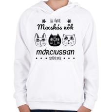 PRINTFASHION Az őrült macskás nők - Gyerek kapucnis pulóver - Fehér