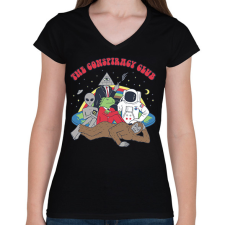 PRINTFASHION Az összeesküvés klub - Női V-nyakú póló - Fekete női póló