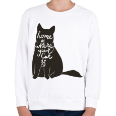 PRINTFASHION Az otthon ott van ahol a macskád - Gyerek pulóver - Fehér