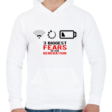 PRINTFASHION Az új generáció legnagyobb félelmei - Férfi kapucnis pulóver - Fehér férfi pulóver, kardigán