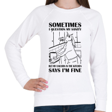 PRINTFASHION Az unikornis a konyhában - Női pulóver - Fehér női pulóver, kardigán