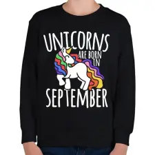 PRINTFASHION Az unikornisok szeptemberben születtek - Gyerek pulóver - Fekete gyerek pulóver, kardigán