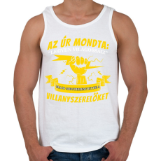 PRINTFASHION Az úr megteremtette a villanyszerelőket - Férfi atléta - Fehér