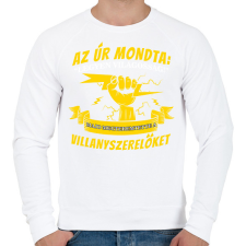 PRINTFASHION Az úr megteremtette a villanyszerelőket - Férfi pulóver - Fehér férfi pulóver, kardigán