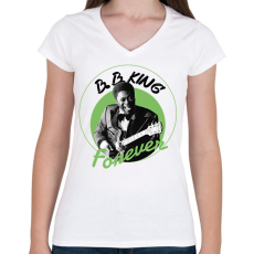 PRINTFASHION B.B.King - Női V-nyakú póló - Fehér