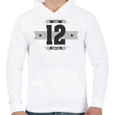 PRINTFASHION b-day-12-dark-lightgrey - Férfi kapucnis pulóver - Fehér férfi pulóver, kardigán