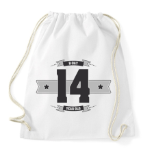 PRINTFASHION b-day-14-dark-lightgrey - Sportzsák, Tornazsák - Fehér tornazsák