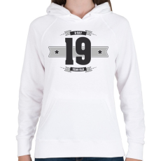 PRINTFASHION b-day-19-dark-lightgrey - Női kapucnis pulóver - Fehér