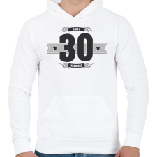 PRINTFASHION b-day-30-dark-lightgrey - Férfi kapucnis pulóver - Fehér férfi pulóver, kardigán