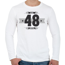 PRINTFASHION b-day-48-dark-lightgrey - Férfi hosszú ujjú póló - Fehér férfi póló