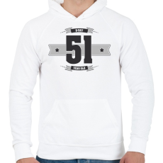 PRINTFASHION b-day-51-dark-lightgrey - Férfi kapucnis pulóver - Fehér