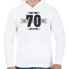 PRINTFASHION b-day-70-dark-lightgrey - Férfi kapucnis pulóver - Fehér