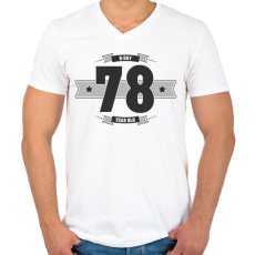 PRINTFASHION b-day-78-dark-lightgrey - Férfi V-nyakú póló - Fehér