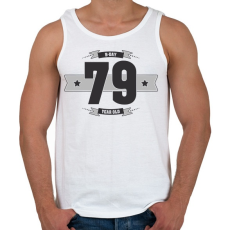 PRINTFASHION b-day-79-dark-lightgrey - Férfi atléta - Fehér