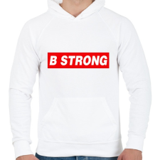 PRINTFASHION B strong - Férfi kapucnis pulóver - Fehér férfi pulóver, kardigán