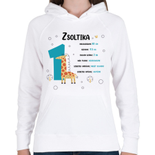 PRINTFASHION Baba adatok (fiú) - Női kapucnis pulóver - Fehér női pulóver, kardigán