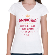 PRINTFASHION Baba adatok - Kislány - Női V-nyakú póló - Fehér női póló