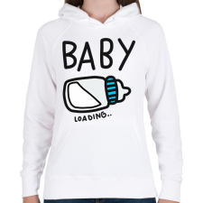 PRINTFASHION Baby loading - Női kapucnis pulóver - Fehér női pulóver, kardigán