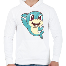 PRINTFASHION Baby shark - Férfi kapucnis pulóver - Fehér