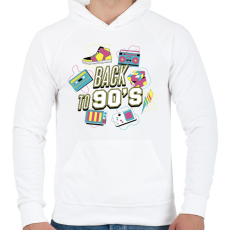 PRINTFASHION Back to the 90's - Férfi kapucnis pulóver - Fehér