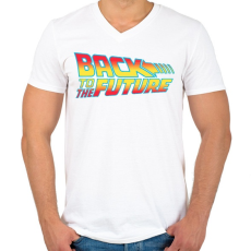 PRINTFASHION Back To The Future - Férfi V-nyakú póló - Fehér