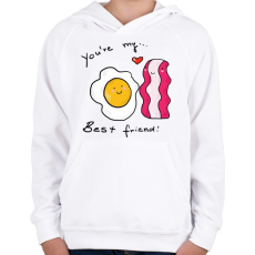 PRINTFASHION Bacon és tojás - Gyerek kapucnis pulóver - Fehér