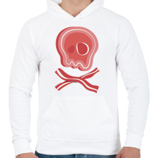 PRINTFASHION Bacon koponya - Férfi kapucnis pulóver - Fehér férfi pulóver, kardigán