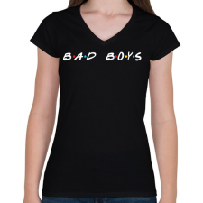PRINTFASHION Bad boys - Női V-nyakú póló - Fekete női póló