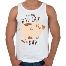 PRINTFASHION Bad Cat - Férfi atléta - Fehér