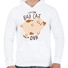 PRINTFASHION Bad Cat - Férfi kapucnis pulóver - Fehér