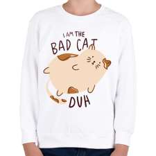 PRINTFASHION Bad Cat - Gyerek pulóver - Fehér gyerek pulóver, kardigán