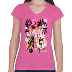 PRINTFASHION BAD GIRL - Női V-nyakú póló - Rózsaszín