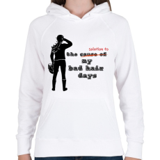 PRINTFASHION bad hair - Női kapucnis pulóver - Fehér