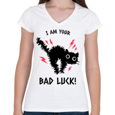 PRINTFASHION bad luck - Női V-nyakú póló - Fehér
