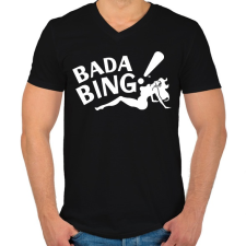 PRINTFASHION Bada Bing - Férfi V-nyakú póló - Fekete férfi póló