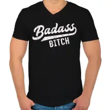 PRINTFASHION Badass b*tch - Férfi V-nyakú póló - Fekete férfi póló