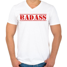 PRINTFASHION Badass - Férfi V-nyakú póló - Fehér férfi póló