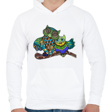 PRINTFASHION Baglyok - Férfi kapucnis pulóver - Fehér