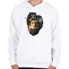 PRINTFASHION Baglyok - Gyerek kapucnis pulóver - Fehér
