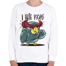 PRINTFASHION Bagoly - antIszociális - hate people - Gyerek pulóver - Fehér gyerek pulóver, kardigán