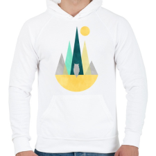 PRINTFASHION Bagoly és hegyek - Férfi kapucnis pulóver - Fehér férfi pulóver, kardigán